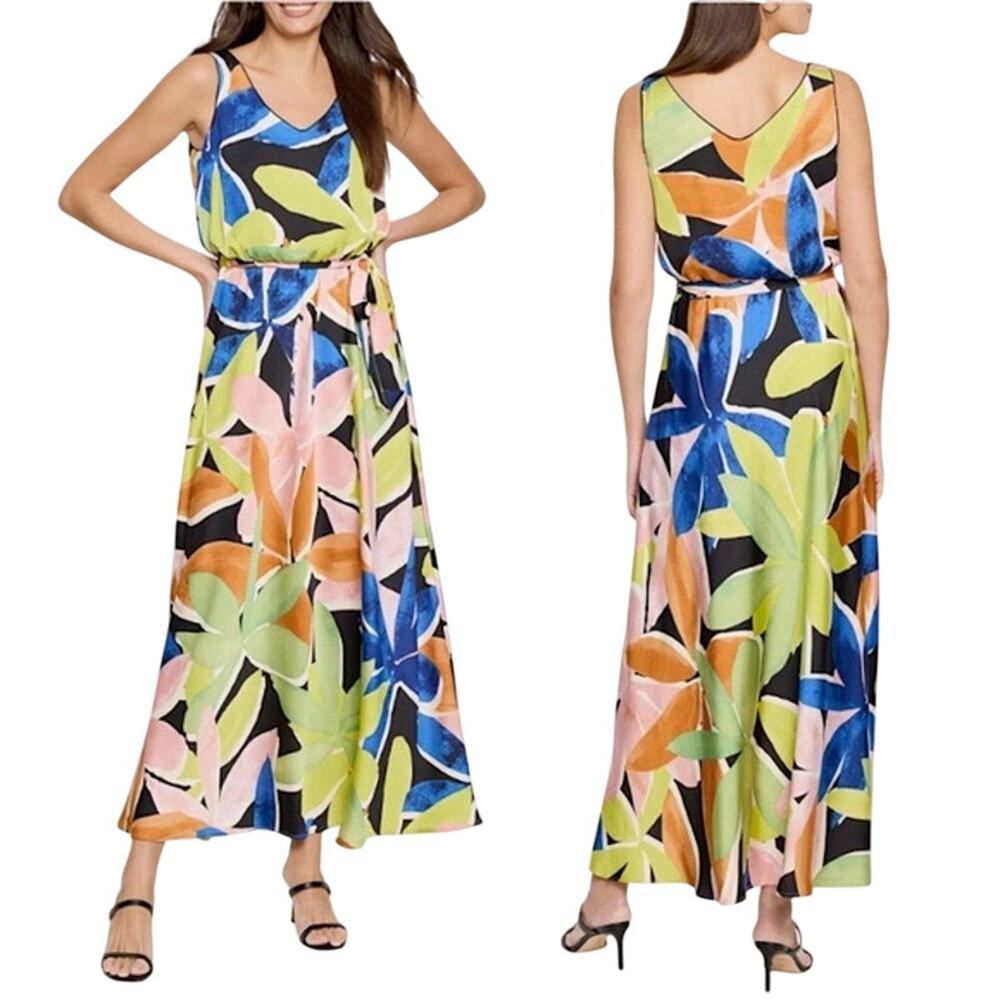 NIC+ZOE $198 Bianca Mega Blooms Sleeveless Maxi Dress Size XS